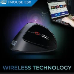 Adesso® iMouse E30 Wireless RF Right-Handed Vertical Optical Mouse