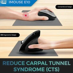 Adesso® iMouse E10 Wireless RF Vertical Ergonomic Optical Mouse