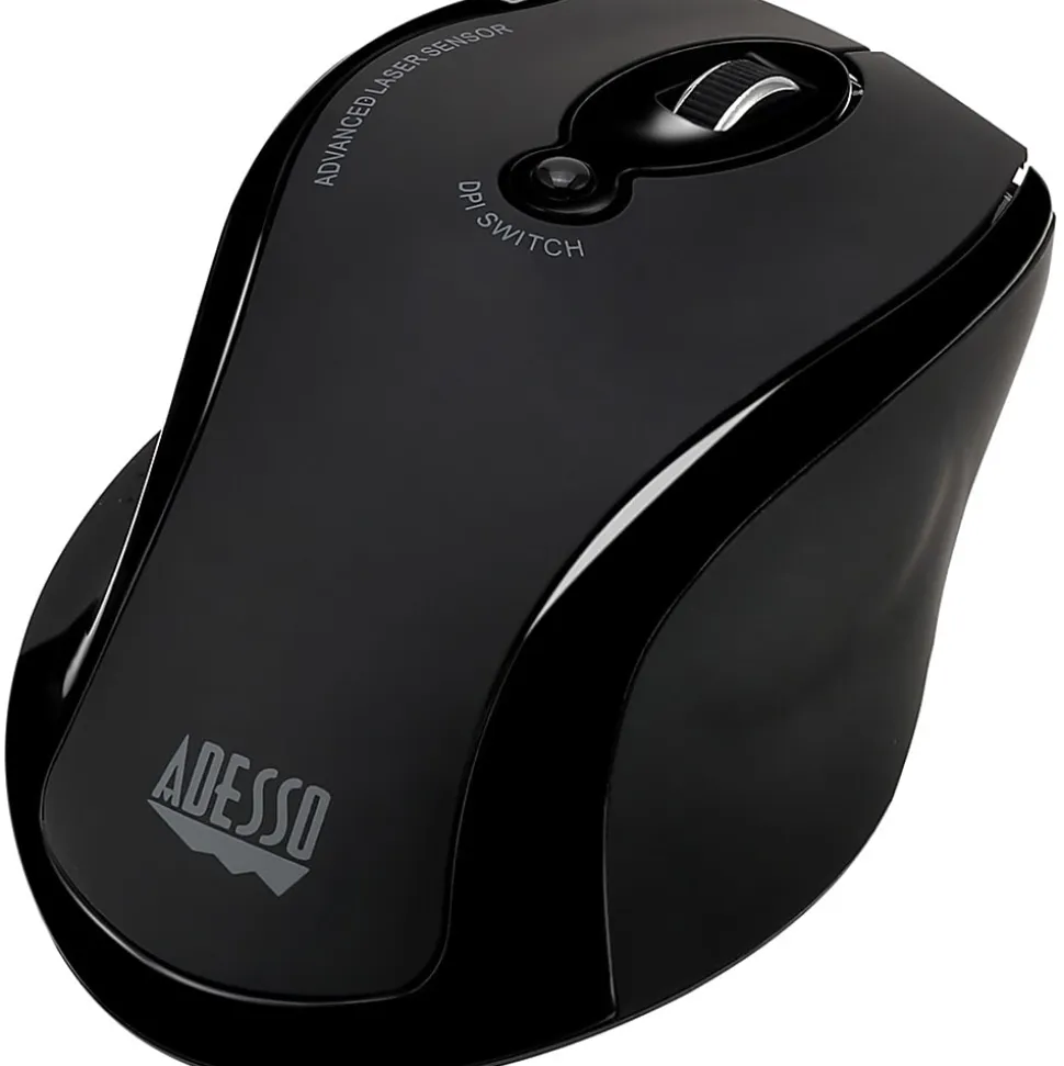 Adesso® iMouse G25 Wireless RF Ergonomic Laser Mouse, Black