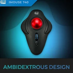 Adesso iMouse T40 - Wireless Programmable Ergonomic Trackball Mouse - Optical - Wireless - Radio Frequency - IMOUSET40