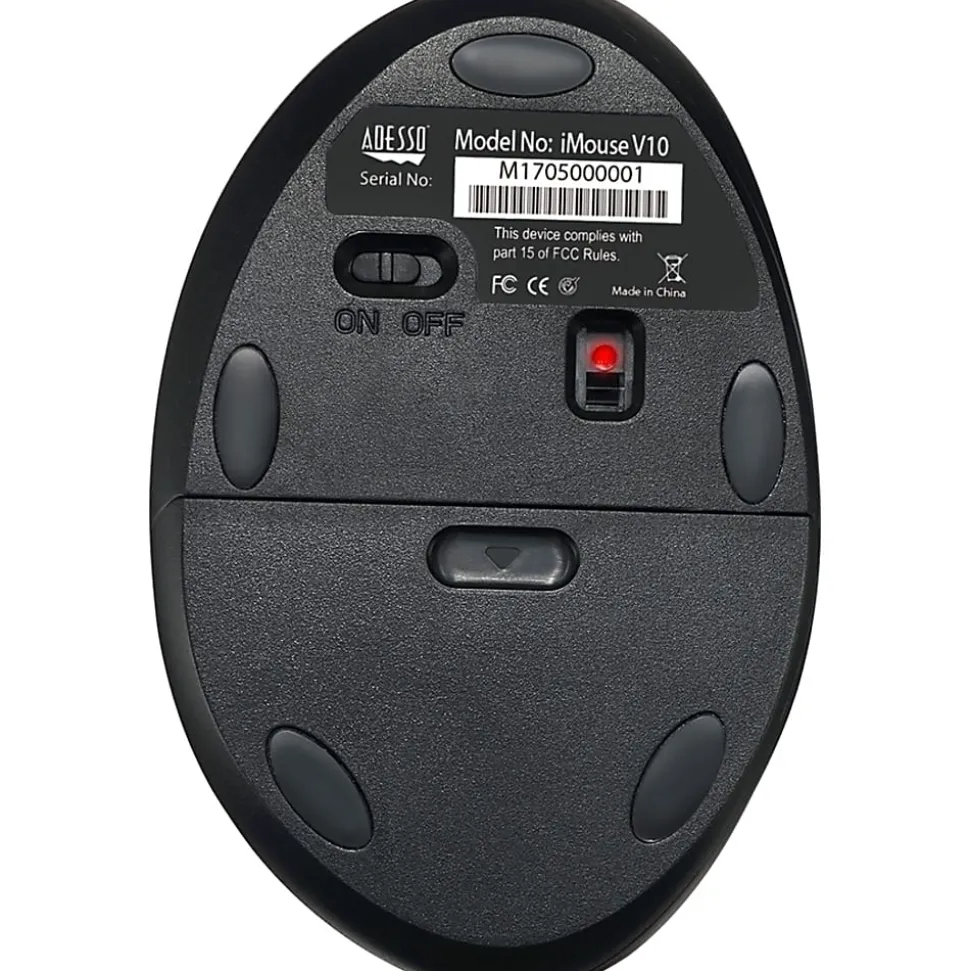 Adesso iMouse V10 - Wireless Vertical Ergonomic Mini Mouse - Optical - Wireless - Radio Frequency - 2.40 GHz - IMOUSEV10