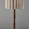 Adesso Laine Table Lamp, Antique Brass/Walnut with Beige Linen Shade