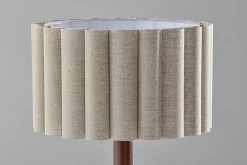 Adesso Laine Table Lamp, Antique Brass/Walnut with Beige Linen Shade