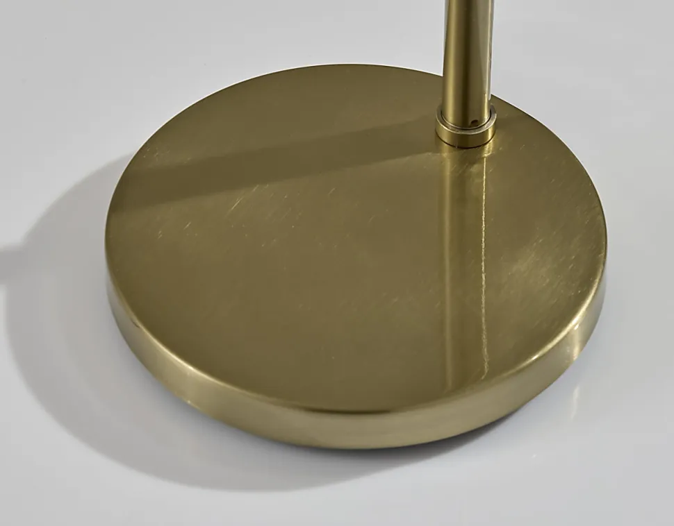 Adesso Lyra Floor Lamp, Antique Brass/White Fabric Shade
