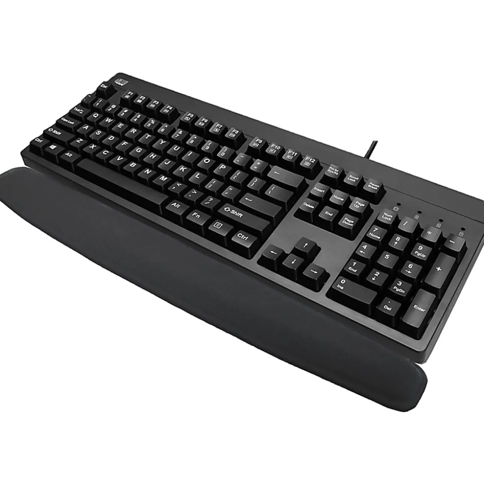Adesso Memory Foam Keyboard Wrist Rest, 0.88"H x 3.25"W, Black, Rubber, Fiber, Memory Foam, Anti-slip