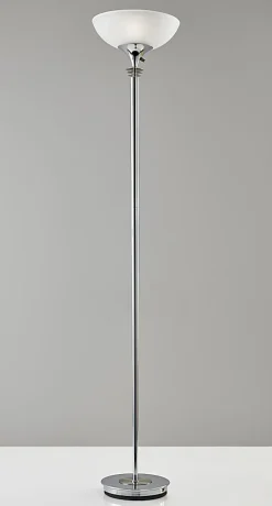 Adesso® Metropolis 300W Torchiere Floor Lamp, 71 1/2"H, Frosted White Shade/Chrome Base