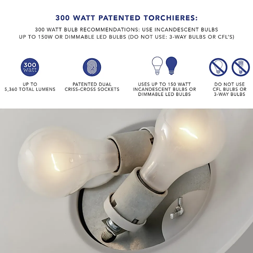 Adesso® Metropolis 300W Torchiere Floor Lamp, 71 1/2"H, Frosted White Shade/Chrome Base