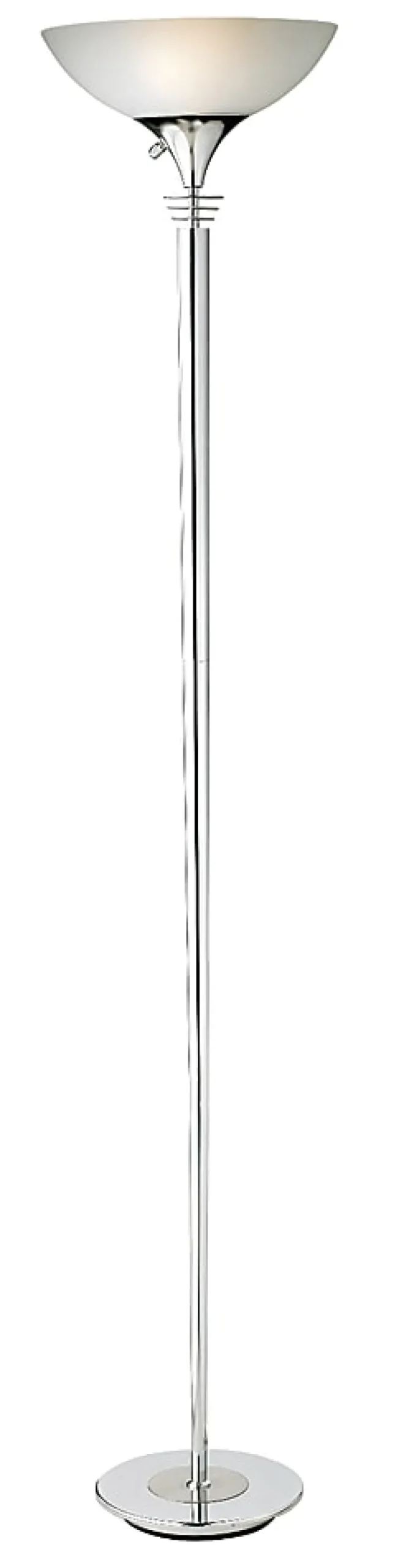 Adesso® Metropolis 300W Torchiere Floor Lamp, 71 1/2"H, Frosted White Shade/Chrome Base