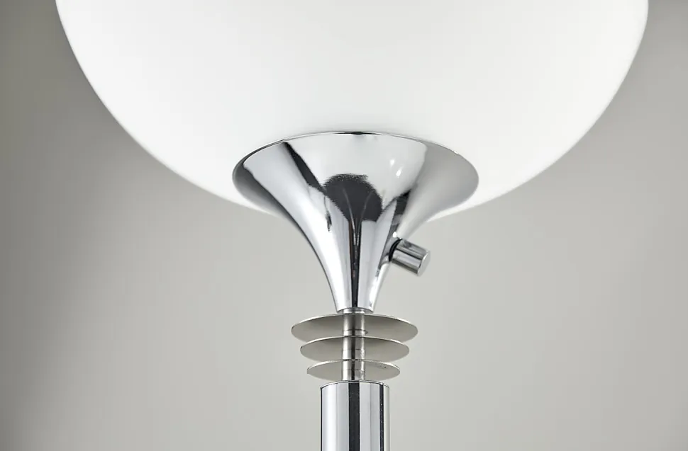 Adesso® Metropolis 300W Torchiere Floor Lamp, 71 1/2"H, Frosted White Shade/Chrome Base