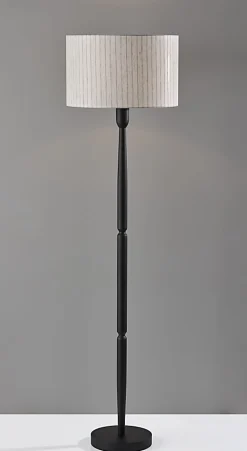 Adesso Nigel 61"H Floor Lamp, Linen/Black