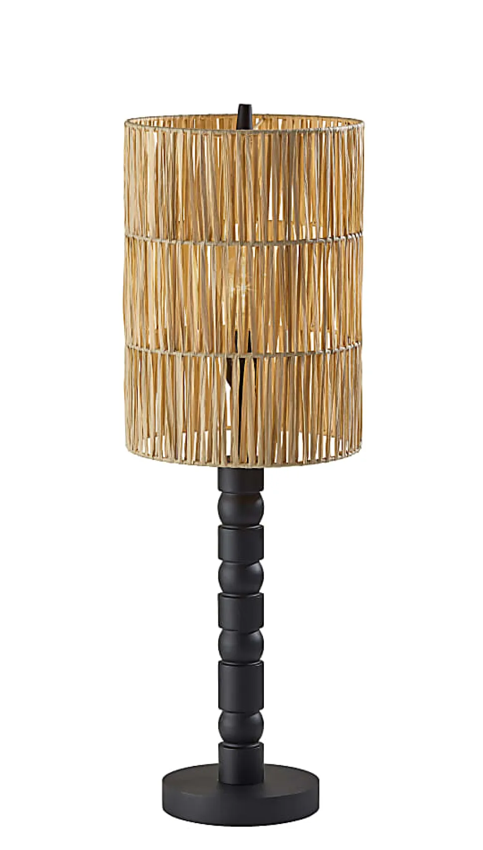 Adesso Norfolk Table Lamp, Black with Woven Paper Raffia