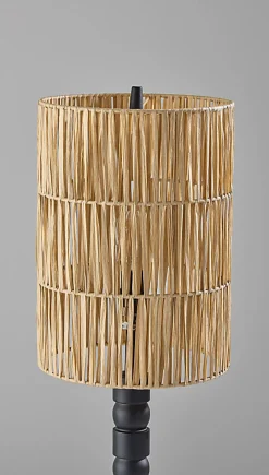 Adesso Norfolk Table Lamp, Black with Woven Paper Raffia