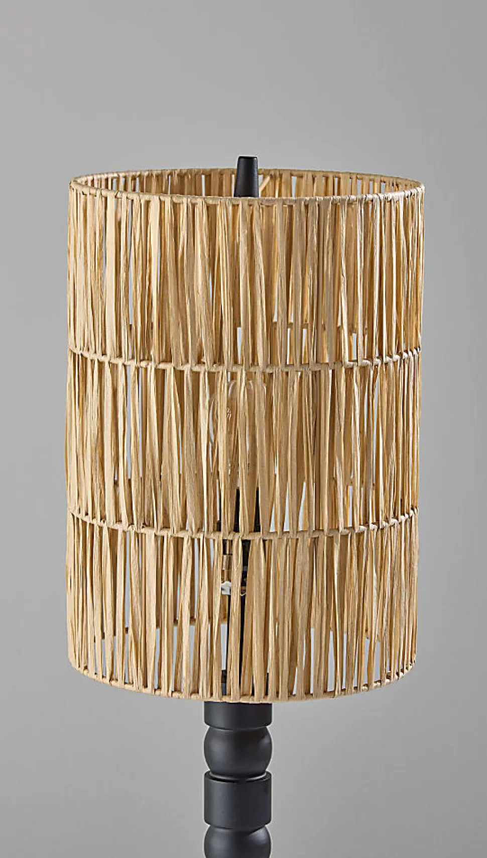 Adesso Norfolk Table Lamp, Black with Woven Paper Raffia