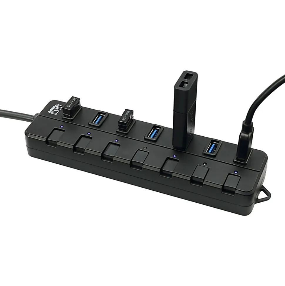 Adesso 7-ports USB 3.0 Hub with 5V2A Power Adaptor - USB - External - 7 USB Port(s) - 7 USB 3.0 Port(s) - PC, Mac