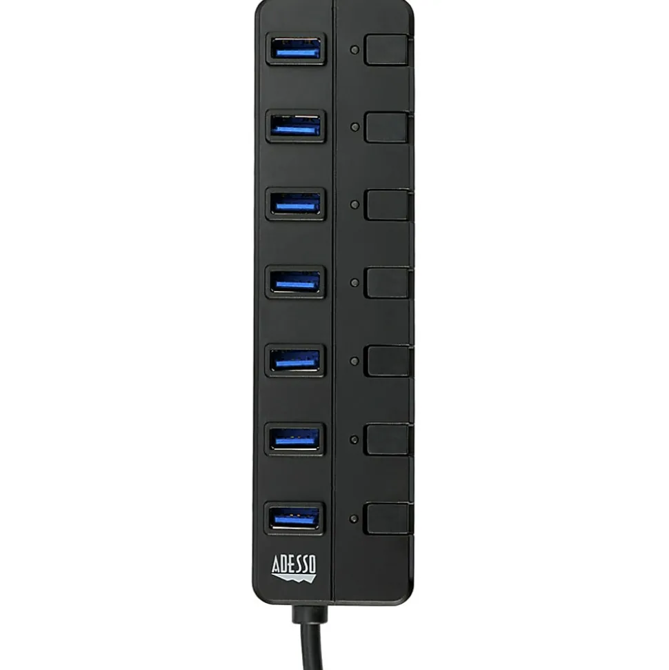 Adesso 7-ports USB 3.0 Hub with 5V2A Power Adaptor - USB - External - 7 USB Port(s) - 7 USB 3.0 Port(s) - PC, Mac