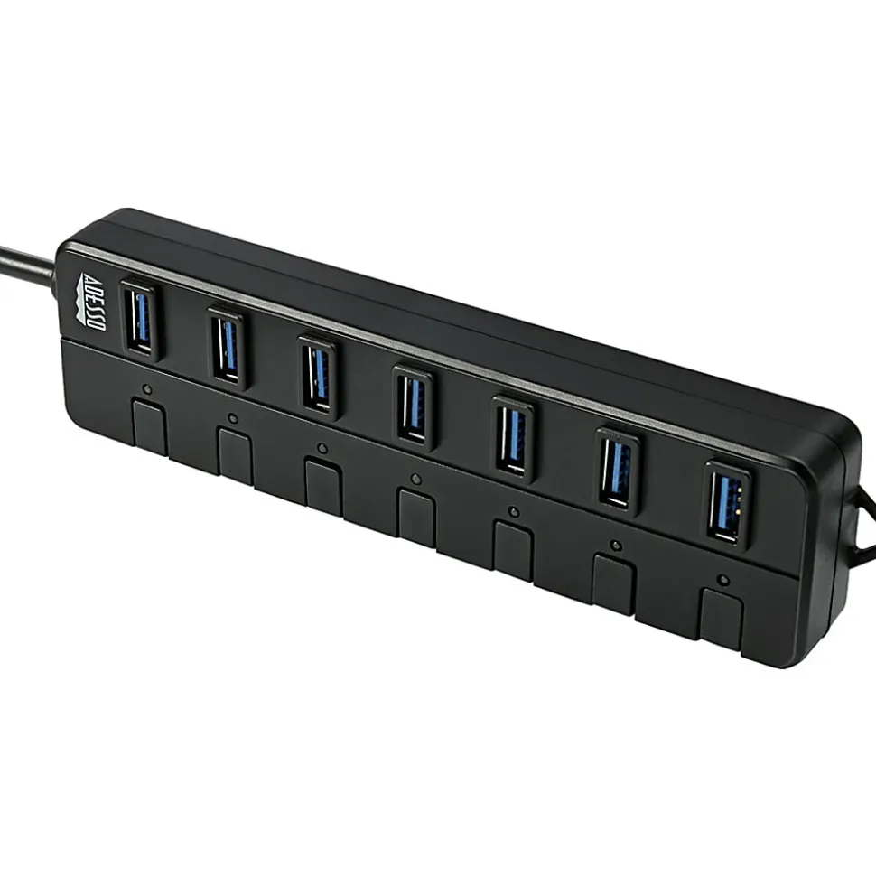 Adesso 7-ports USB 3.0 Hub with 5V2A Power Adaptor - USB - External - 7 USB Port(s) - 7 USB 3.0 Port(s) - PC, Mac