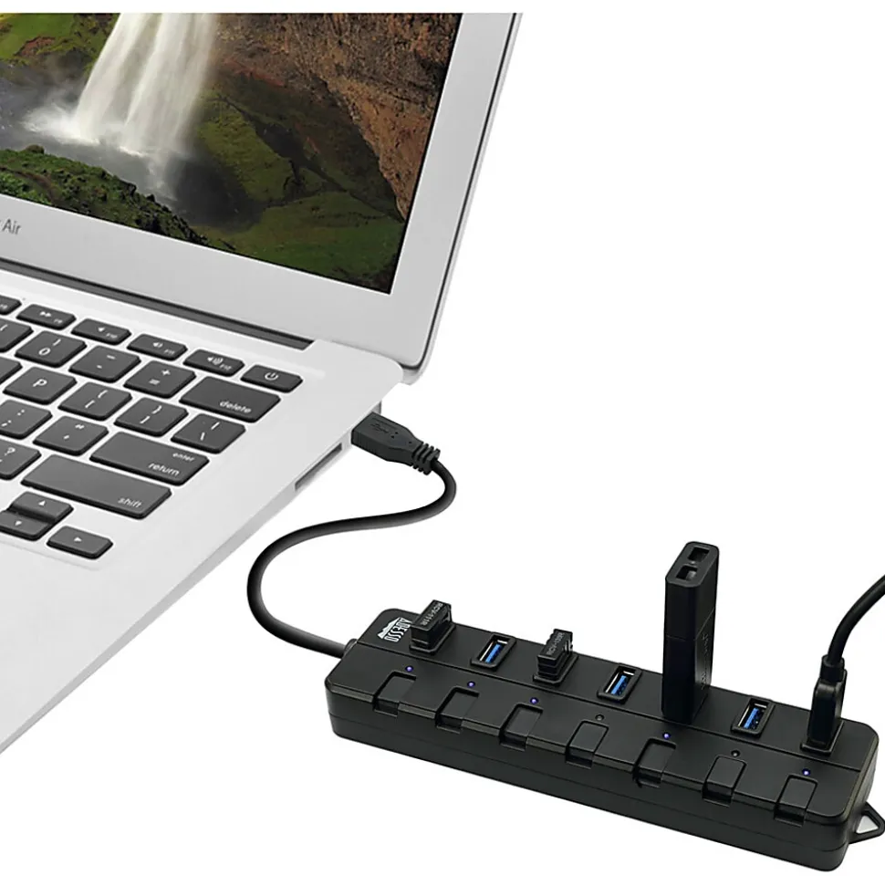 Adesso 7-ports USB 3.0 Hub with 5V2A Power Adaptor - USB - External - 7 USB Port(s) - 7 USB 3.0 Port(s) - PC, Mac