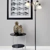 Adesso® Presley 3-Arm Floor Lamp, 69"H, Clear Shade/Polished Nickel Base