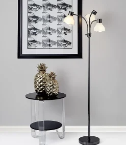 Adesso® Presley 3-Arm Floor Lamp, 69"H, Clear Shade/Polished Nickel Base