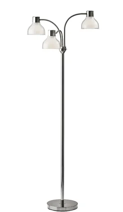 Adesso® Presley 3-Arm Floor Lamp, 69"H, Clear Shade/Polished Nickel Base