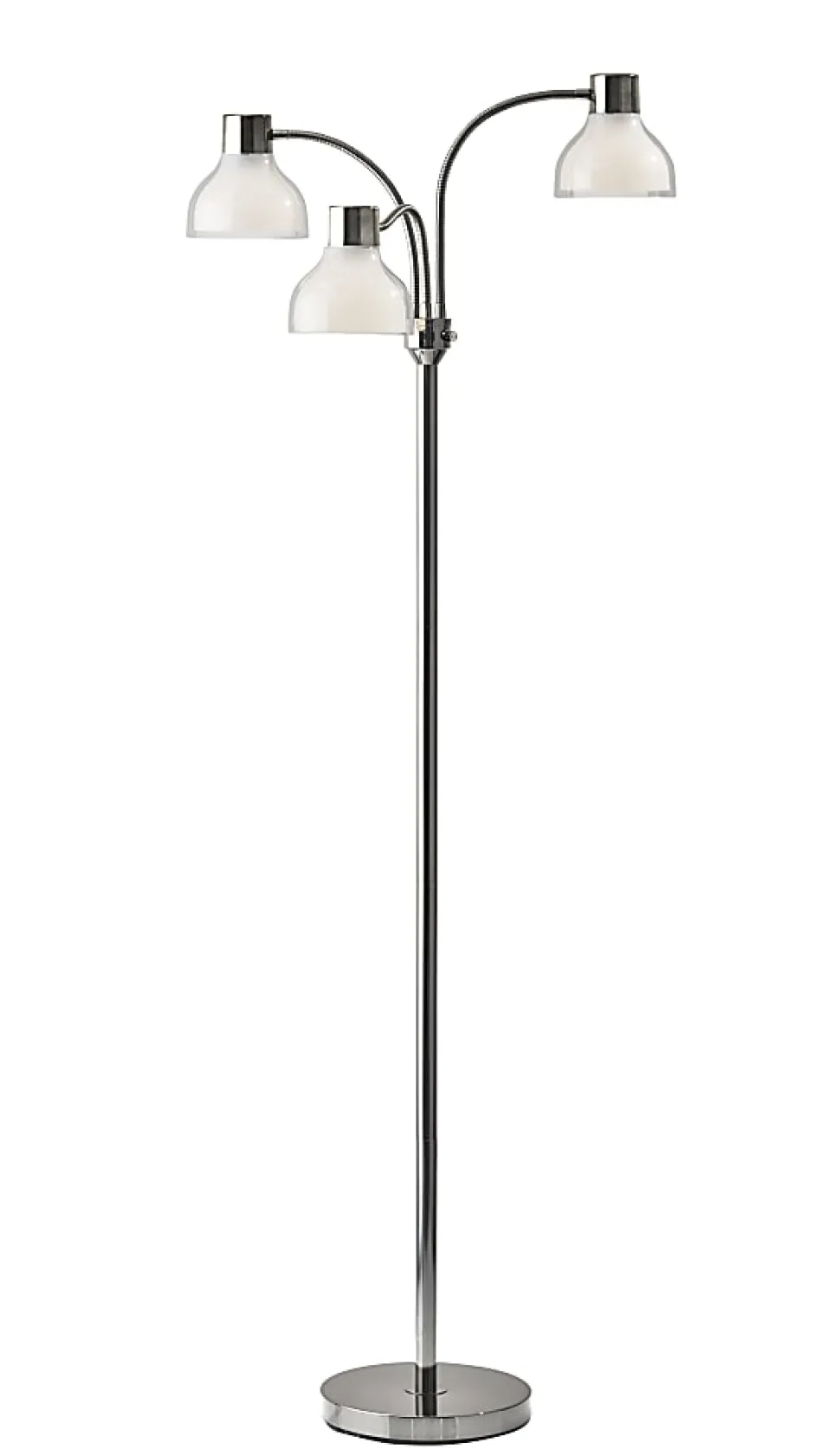 Adesso® Presley 3-Arm Floor Lamp, 69"H, Clear Shade/Polished Nickel Base