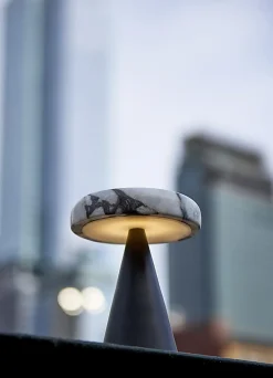 Adesso Randy 9"H Cordless Table Lamp, Marble/Black