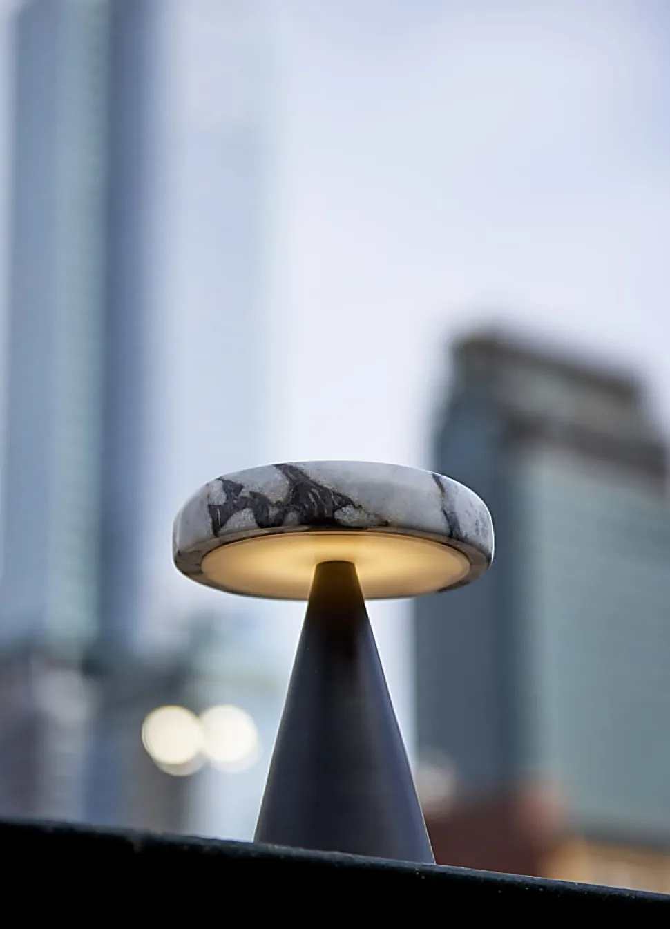 Adesso Randy 9"H Cordless Table Lamp, Marble/Black