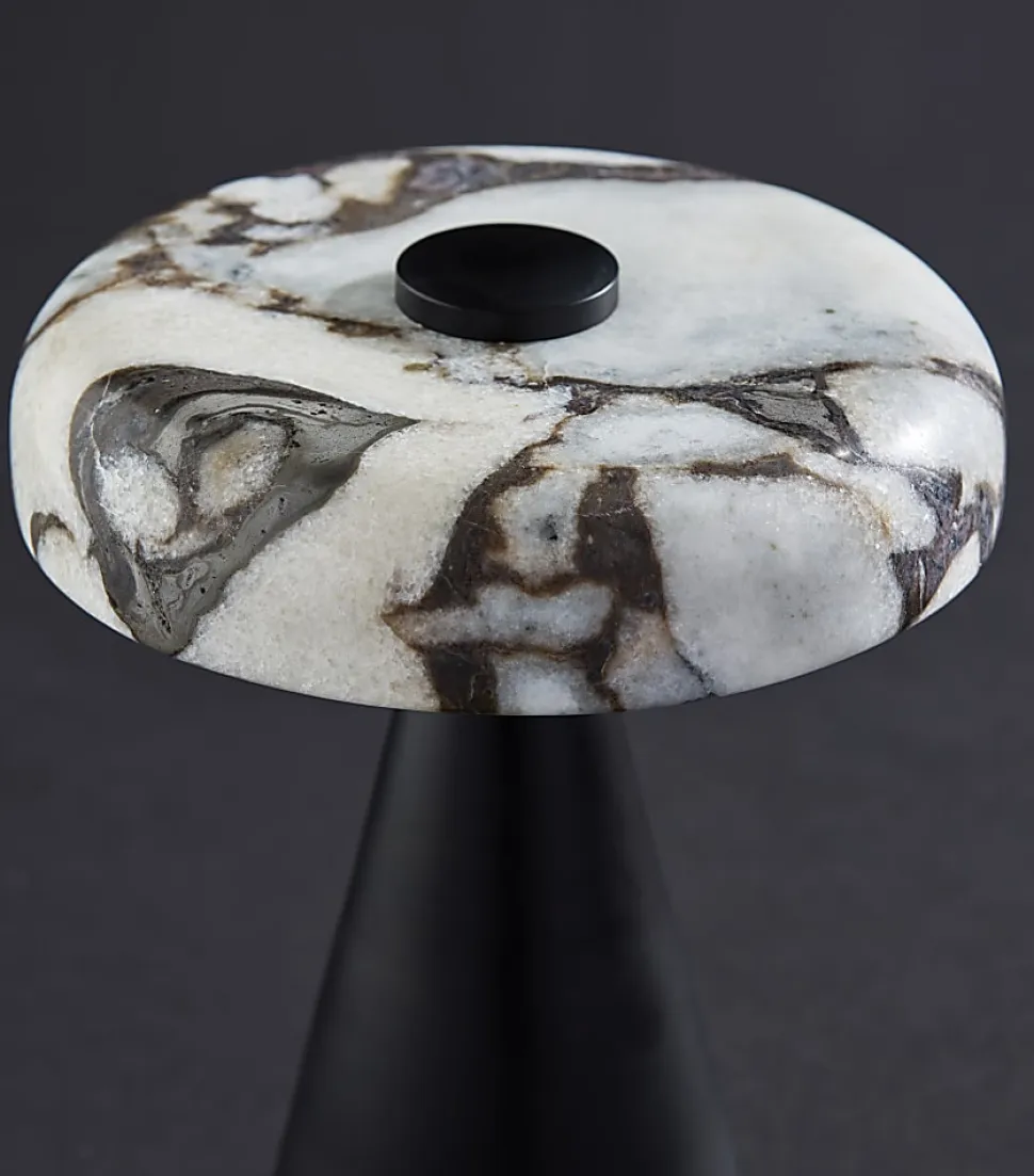 Adesso Randy 9"H Cordless Table Lamp, Marble/Black