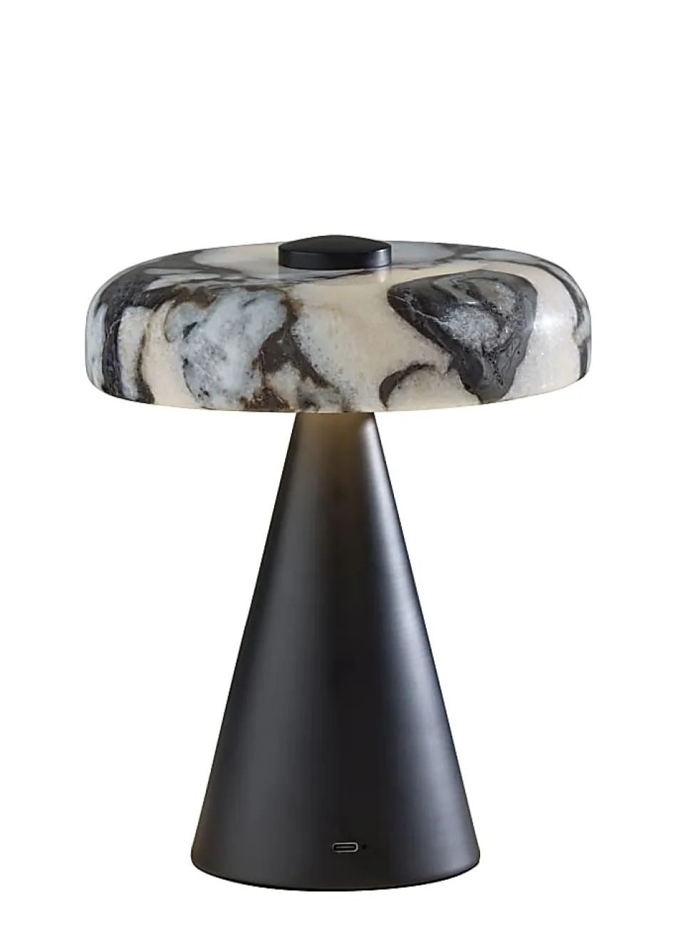 Adesso Randy 9"H Cordless Table Lamp, Marble/Black