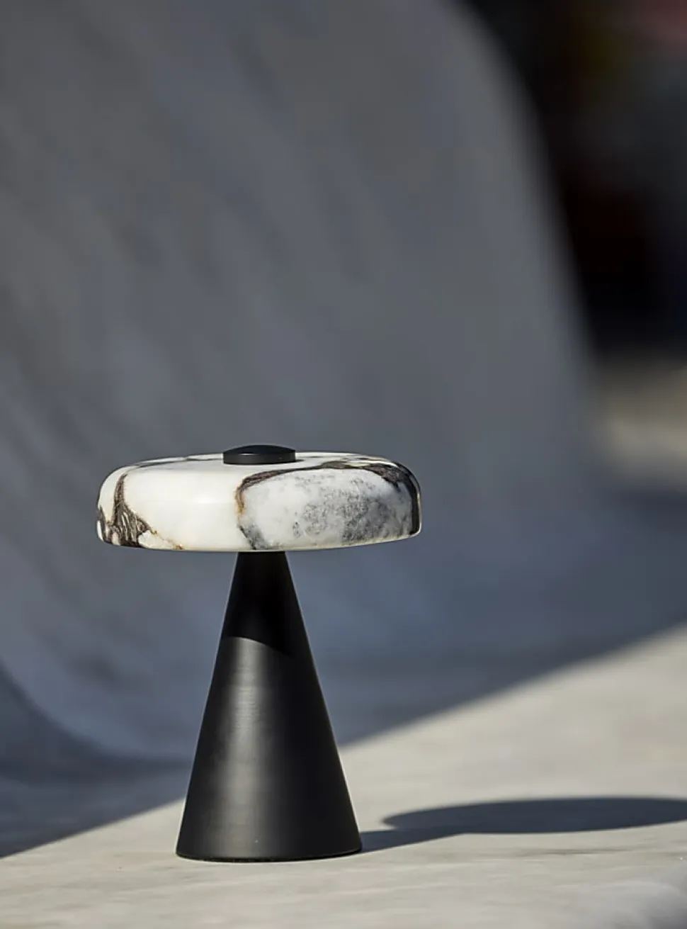 Adesso Randy 9"H Cordless Table Lamp, Marble/Black