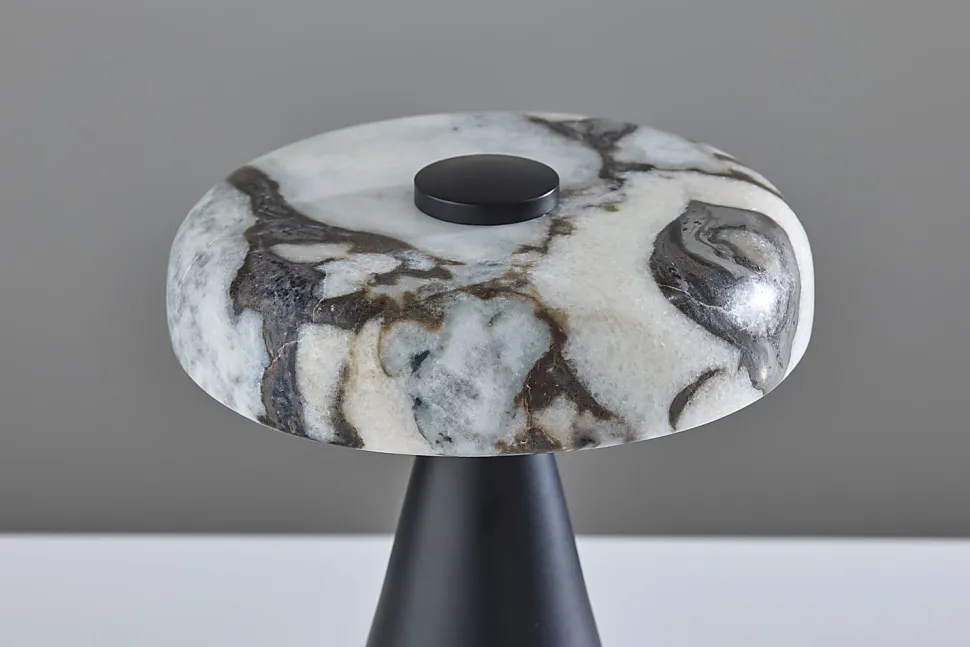 Adesso Randy 9"H Cordless Table Lamp, Marble/Black