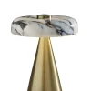 Adesso Randy LED Cordless Table Lamp, Antique Brass with Marble Shade