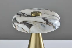 Adesso Randy LED Cordless Table Lamp, Antique Brass with Marble Shade