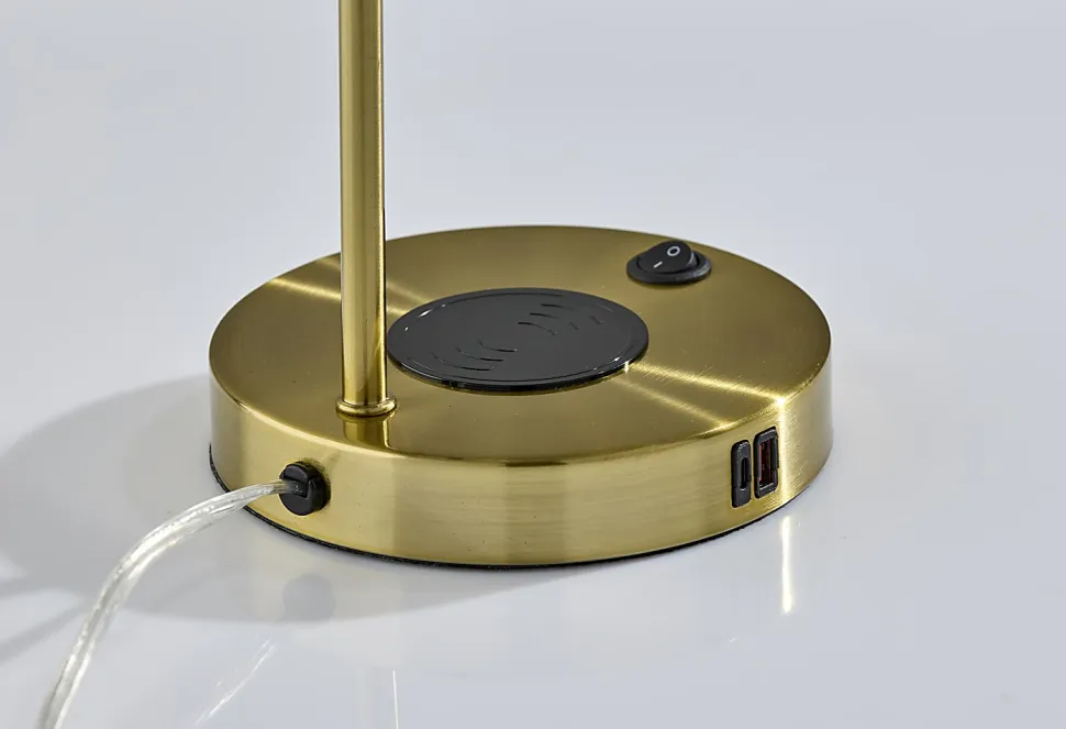 Adesso Rico Supercharger 19"H Desk Lamp, Antique Brass