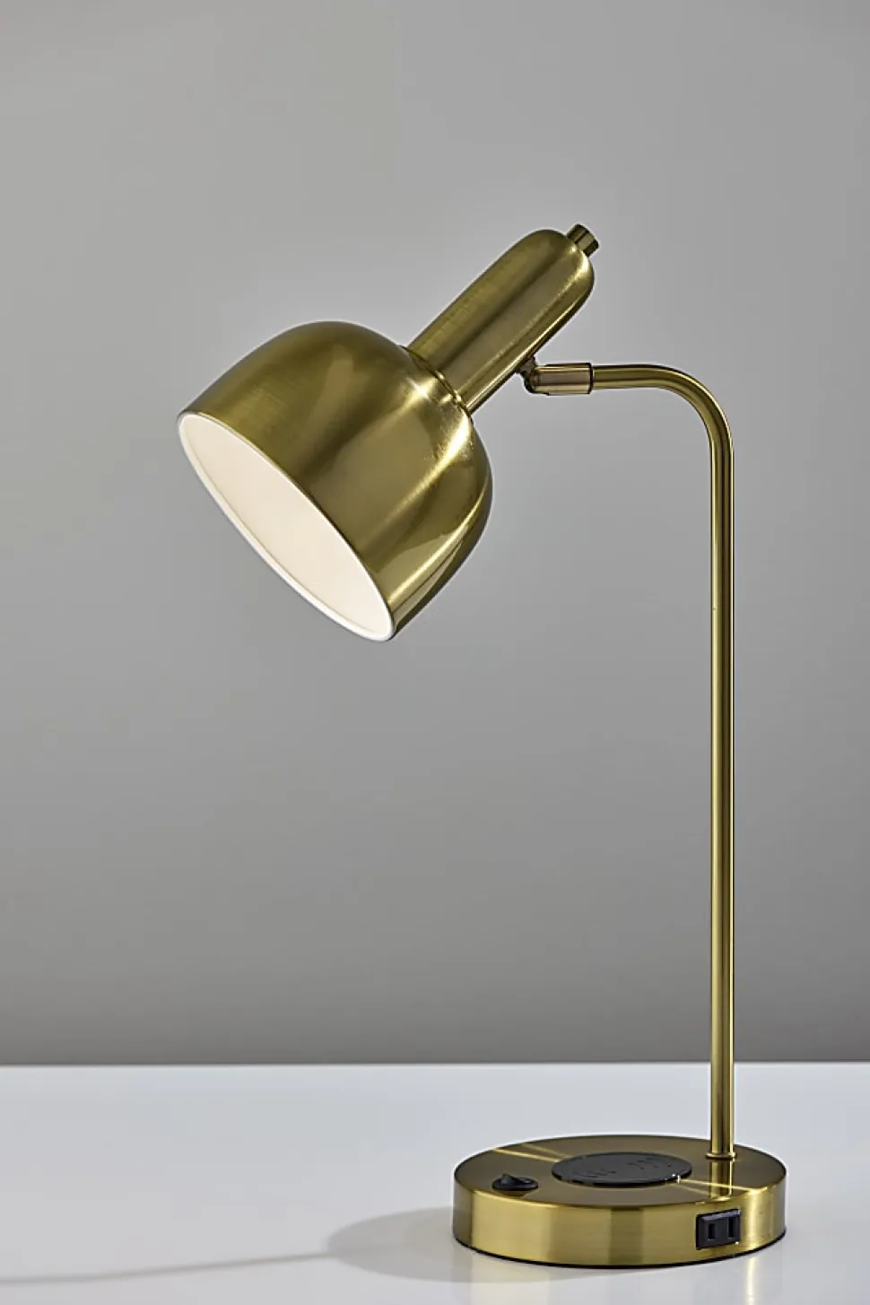 Adesso Rico Supercharger 19"H Desk Lamp, Antique Brass