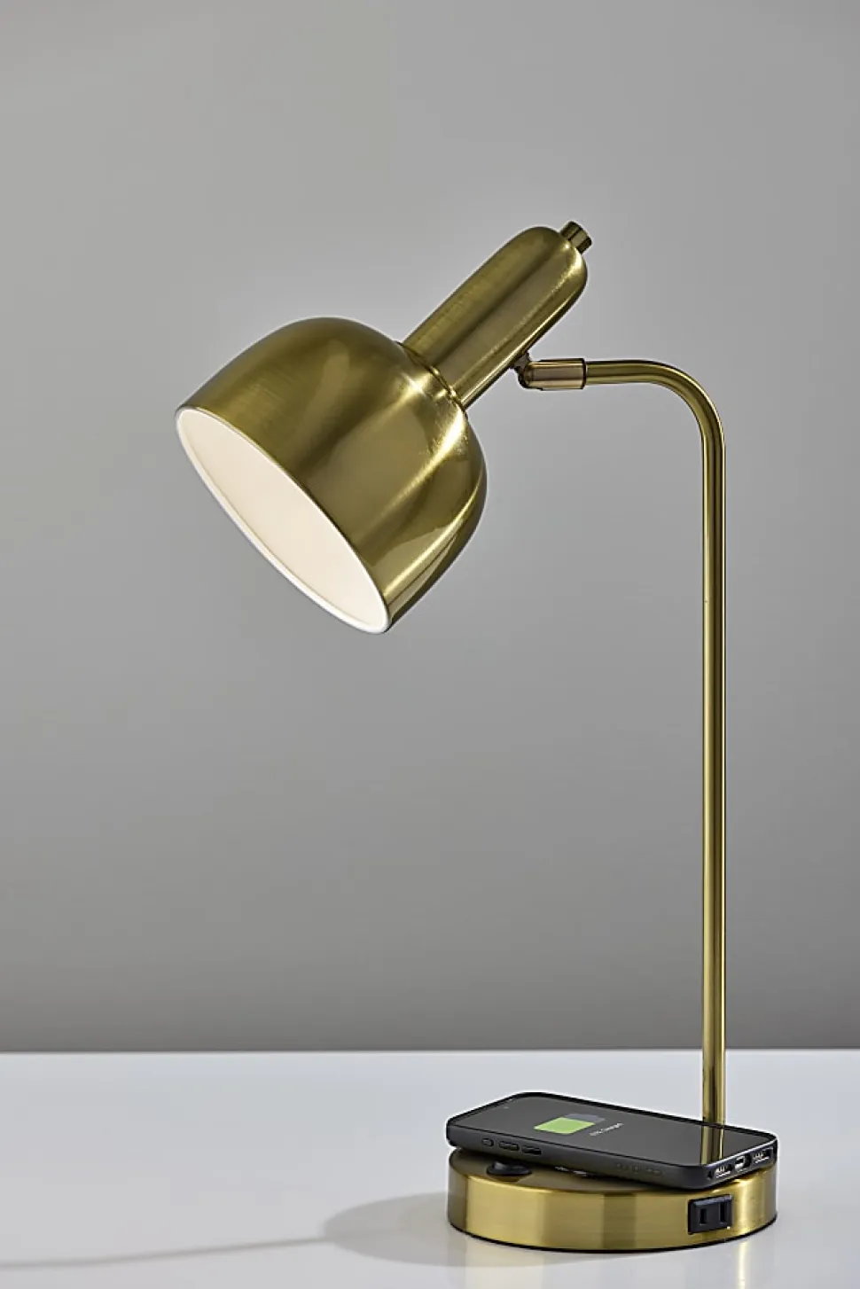 Adesso Rico Supercharger 19"H Desk Lamp, Antique Brass