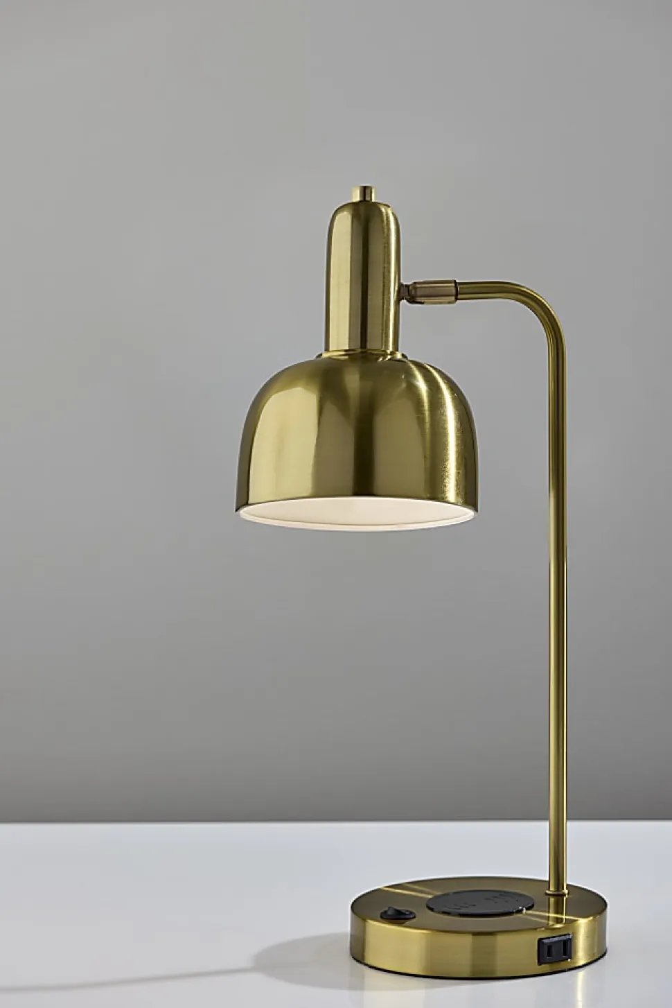 Adesso Rico Supercharger 19"H Desk Lamp, Antique Brass