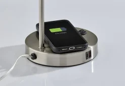 Adesso Rico Supercharger 19"H Desk Lamp, Brushed Steel