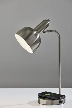 Adesso Rico Supercharger 19"H Desk Lamp, Brushed Steel