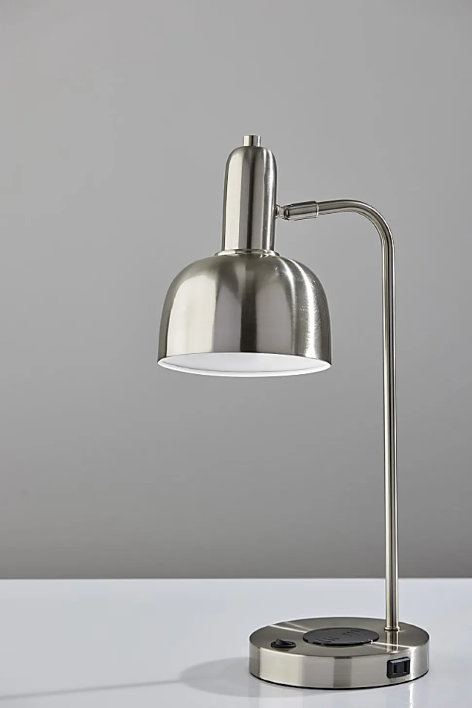Adesso Rico Supercharger 19"H Desk Lamp, Brushed Steel