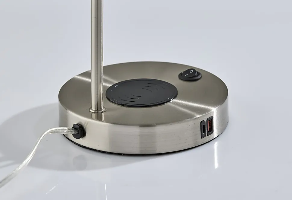 Adesso Rico Supercharger 19"H Desk Lamp, Brushed Steel