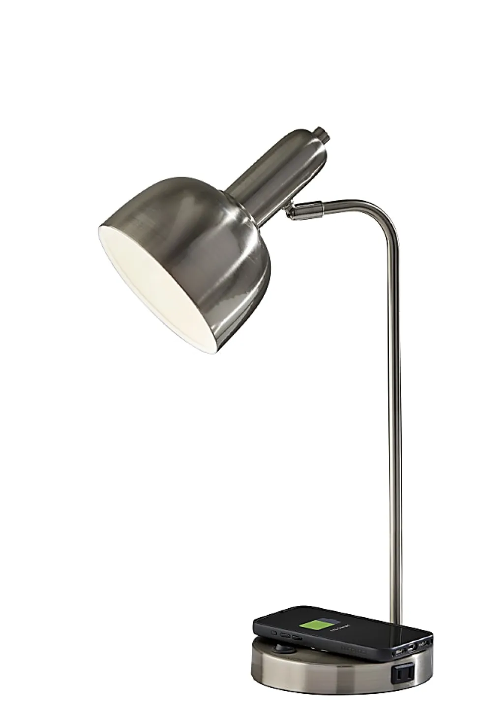 Adesso Rico Supercharger 19"H Desk Lamp, Brushed Steel