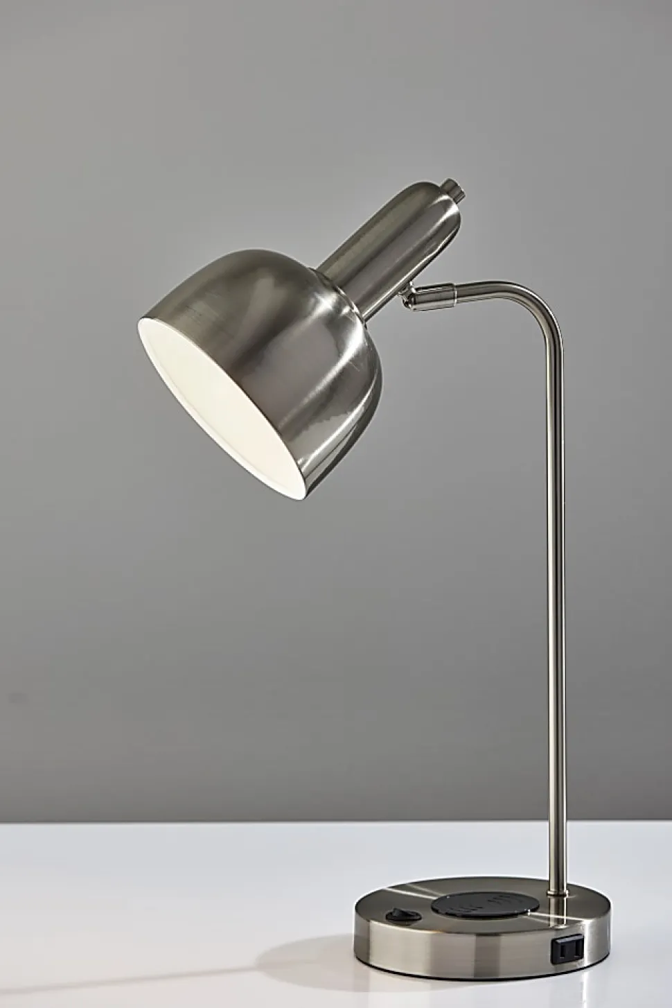 Adesso Rico Supercharger 19"H Desk Lamp, Brushed Steel