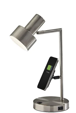 Adesso Rowe Supercharger 19"H Desk Lamp, Brushed Steel