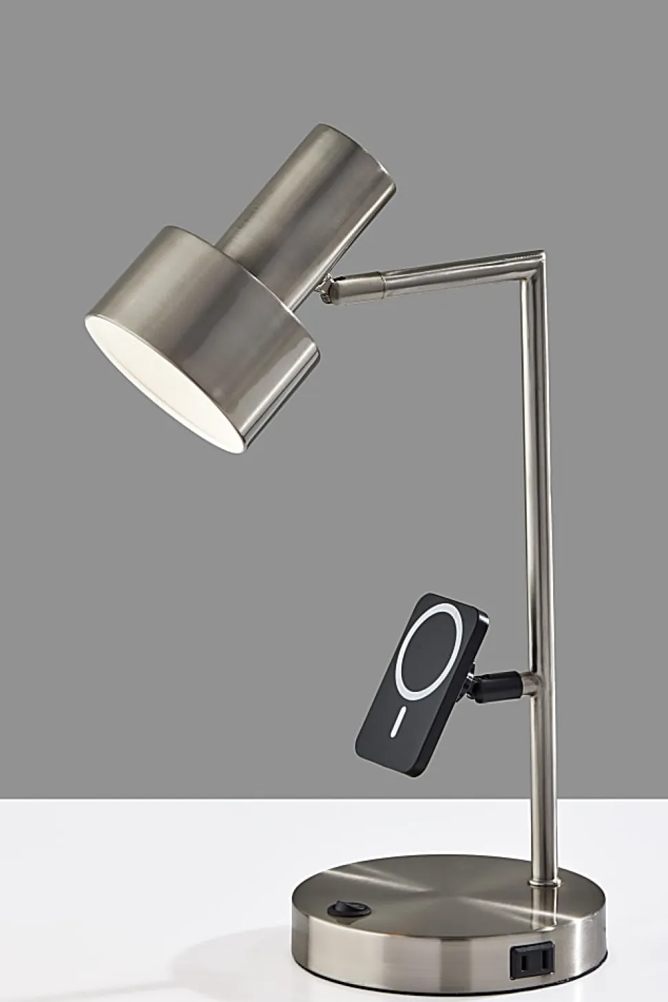 Adesso Rowe Supercharger 19"H Desk Lamp, Brushed Steel