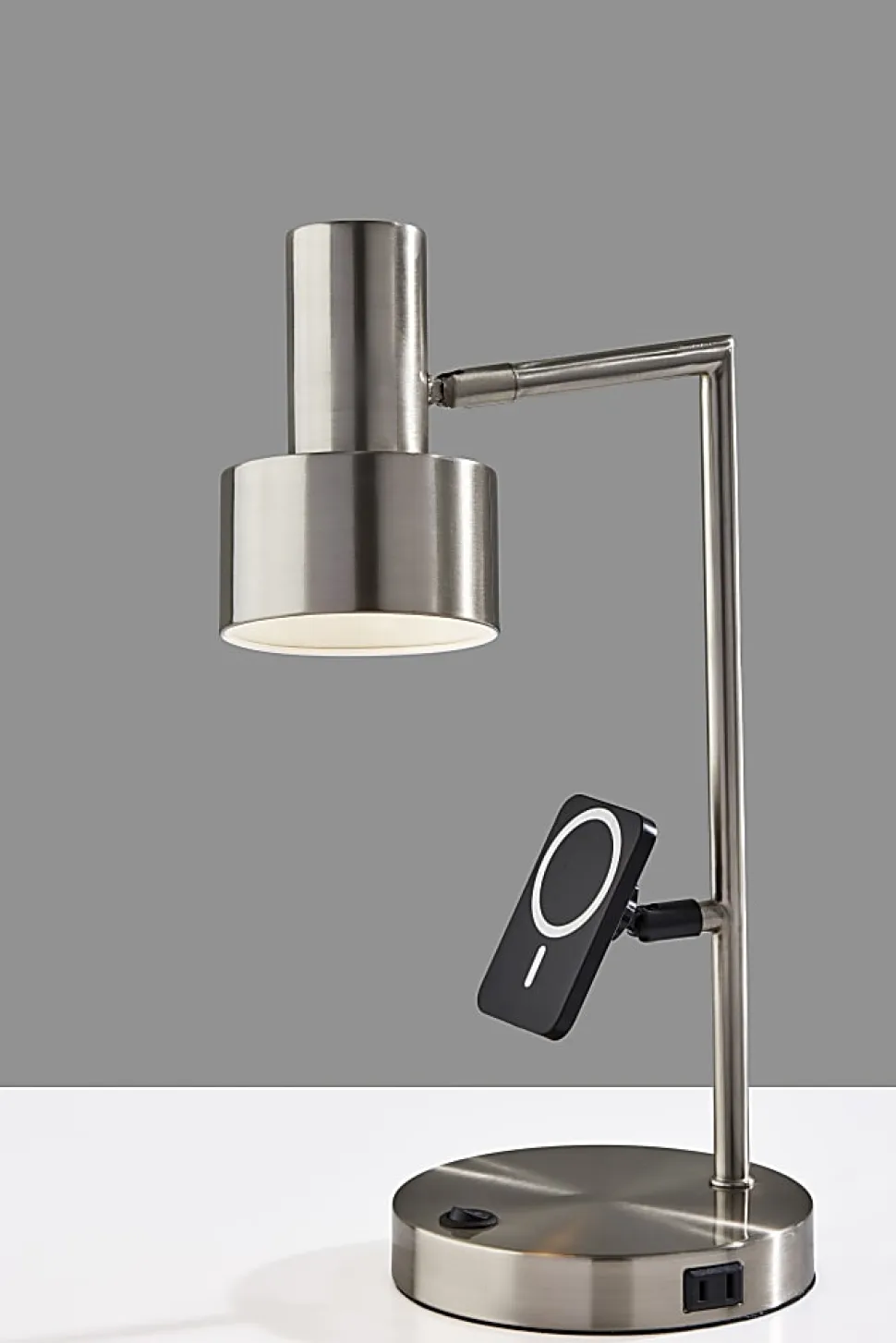 Adesso Rowe Supercharger 19"H Desk Lamp, Brushed Steel