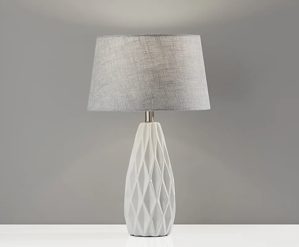 Adesso® Simplee Joan 2-Piece Table Lamp Set, Light Grey Shades/White Bases