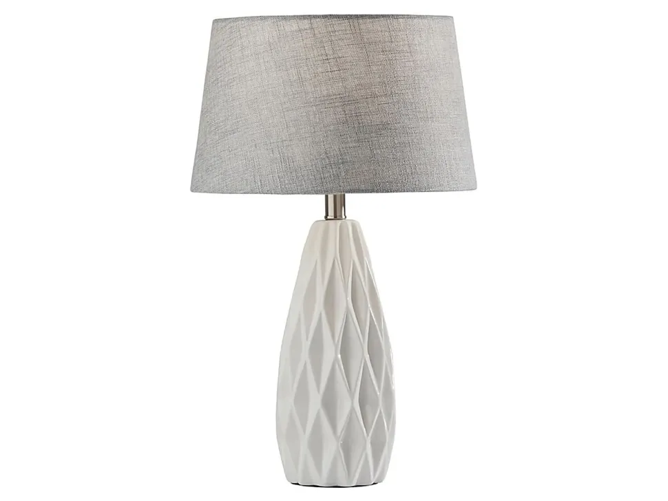 Adesso® Simplee Joan 2-Piece Table Lamp Set, Light Grey Shades/White Bases