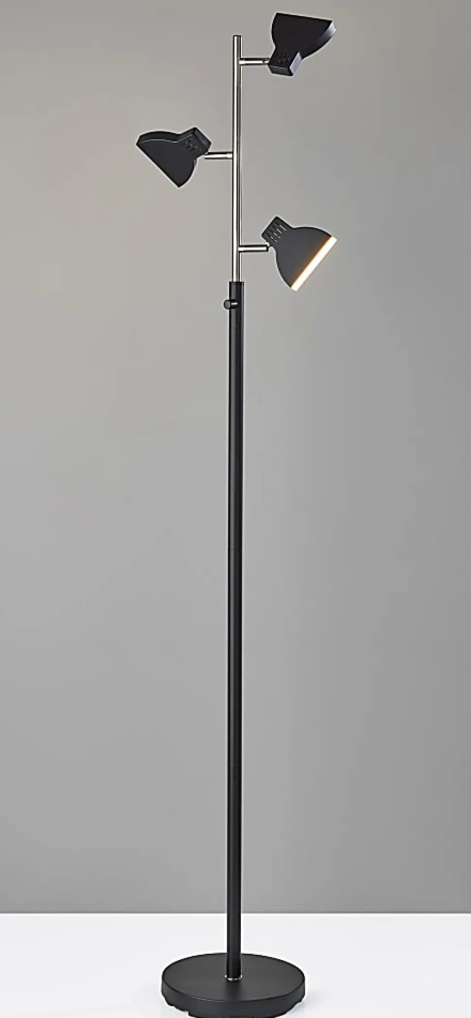 Adesso Simplee Slender LED Tree Lamp, 65"H, Black/Brushed Steel