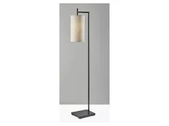 Adesso Simplee Zion Floor Lamp, 65”H, Beige Textured Fabric Shade/Black Base